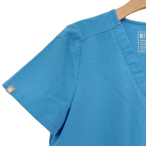 Figs Womens Scrub Top XS Blue Casma V-Neck Short Sleeve Work Uniform Utility - Picture 2 of 12